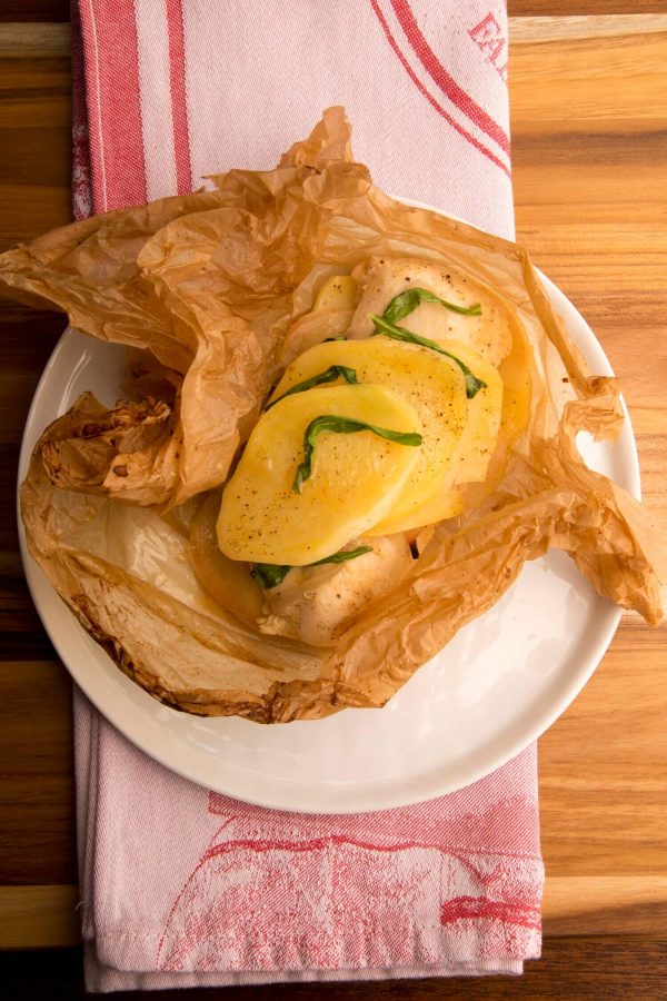 Chicken papillote with mustard