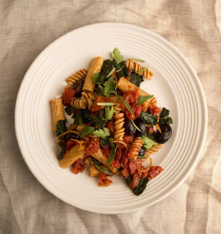 Pasta with Kale & Black Olives