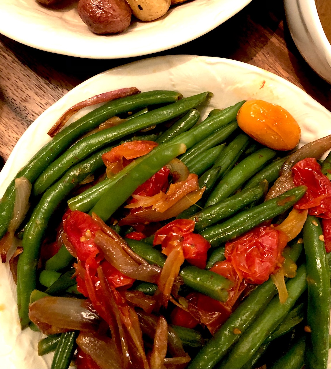 Steamed Green Beans with Roasted Tomatoes